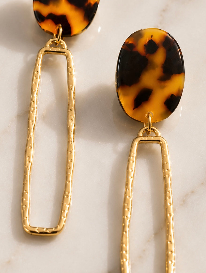 tortoise link earrings