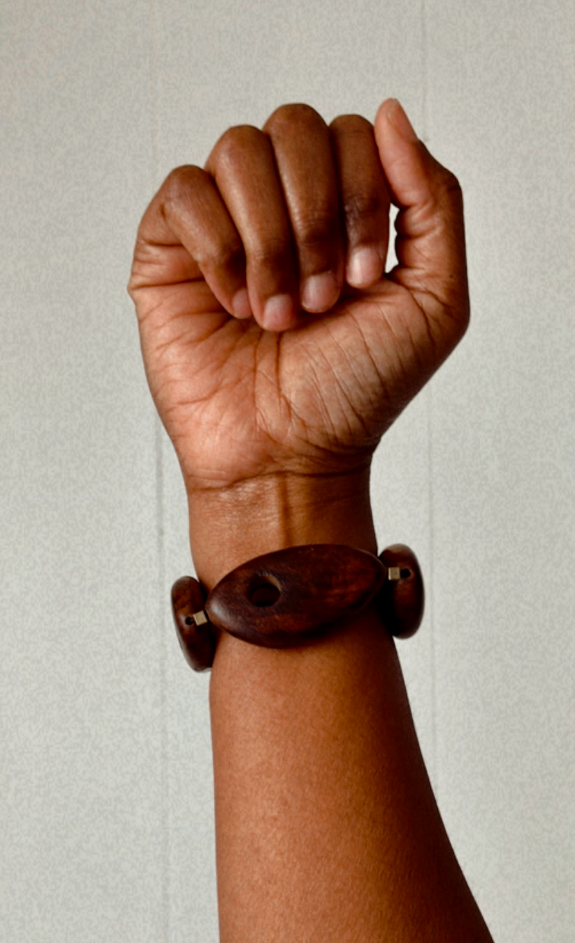 marquise wood & gold bracelet