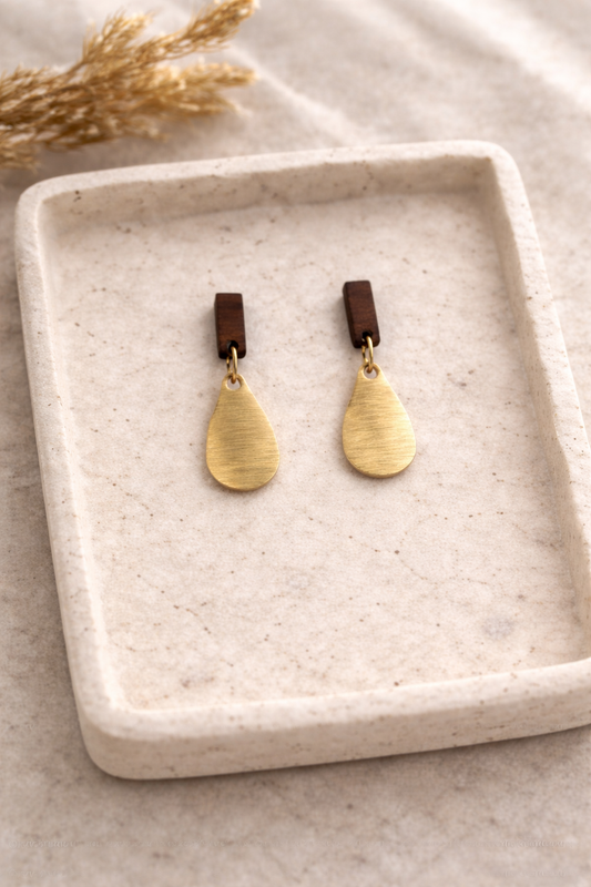 brass teardrop earrings