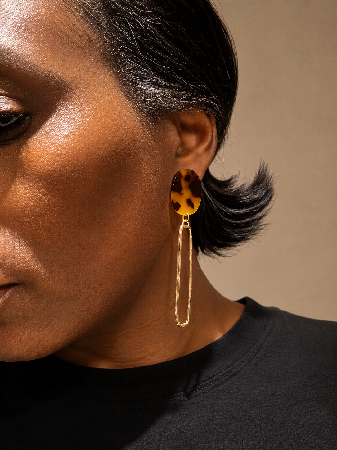 tortoise link earrings