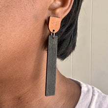 Load image into Gallery viewer, Ebony Wood Rectangle Earrings
