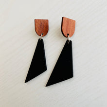 Load image into Gallery viewer, Ebony Wood Triangle Earrings
