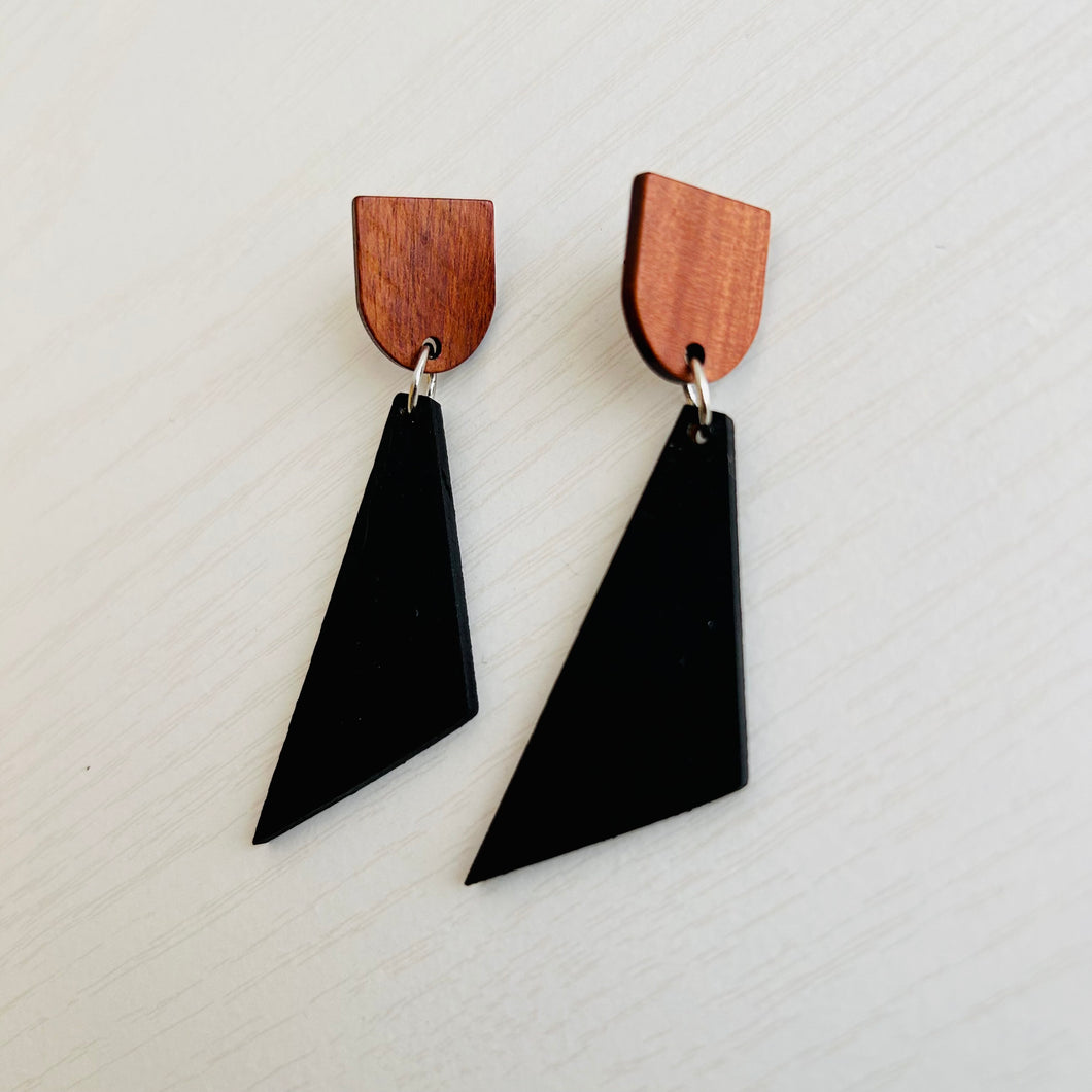 Ebony Wood Triangle Earrings