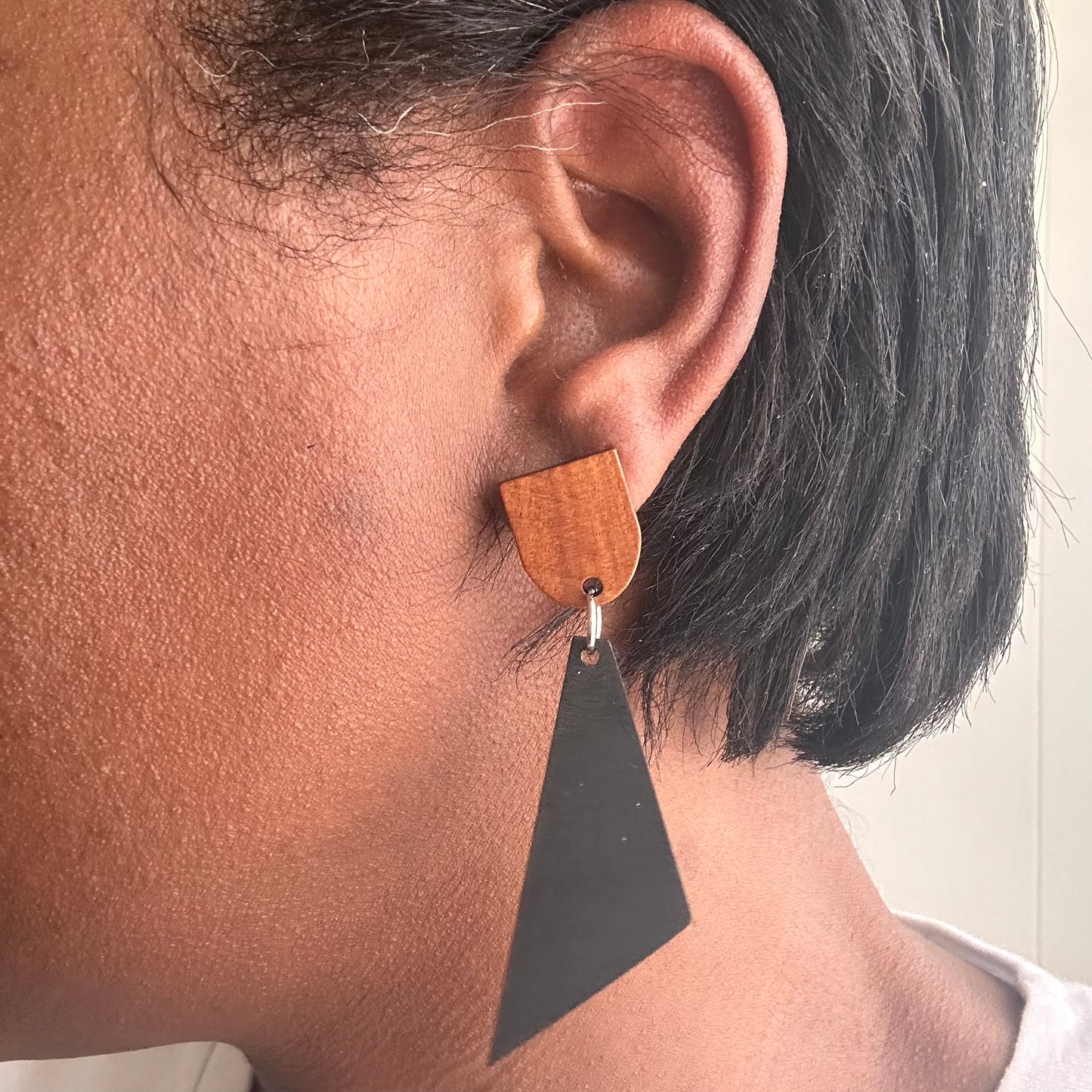 Ebony Wood Triangle Earrings