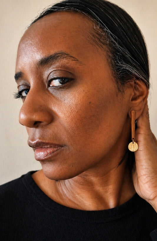 walnut coin drop earrings