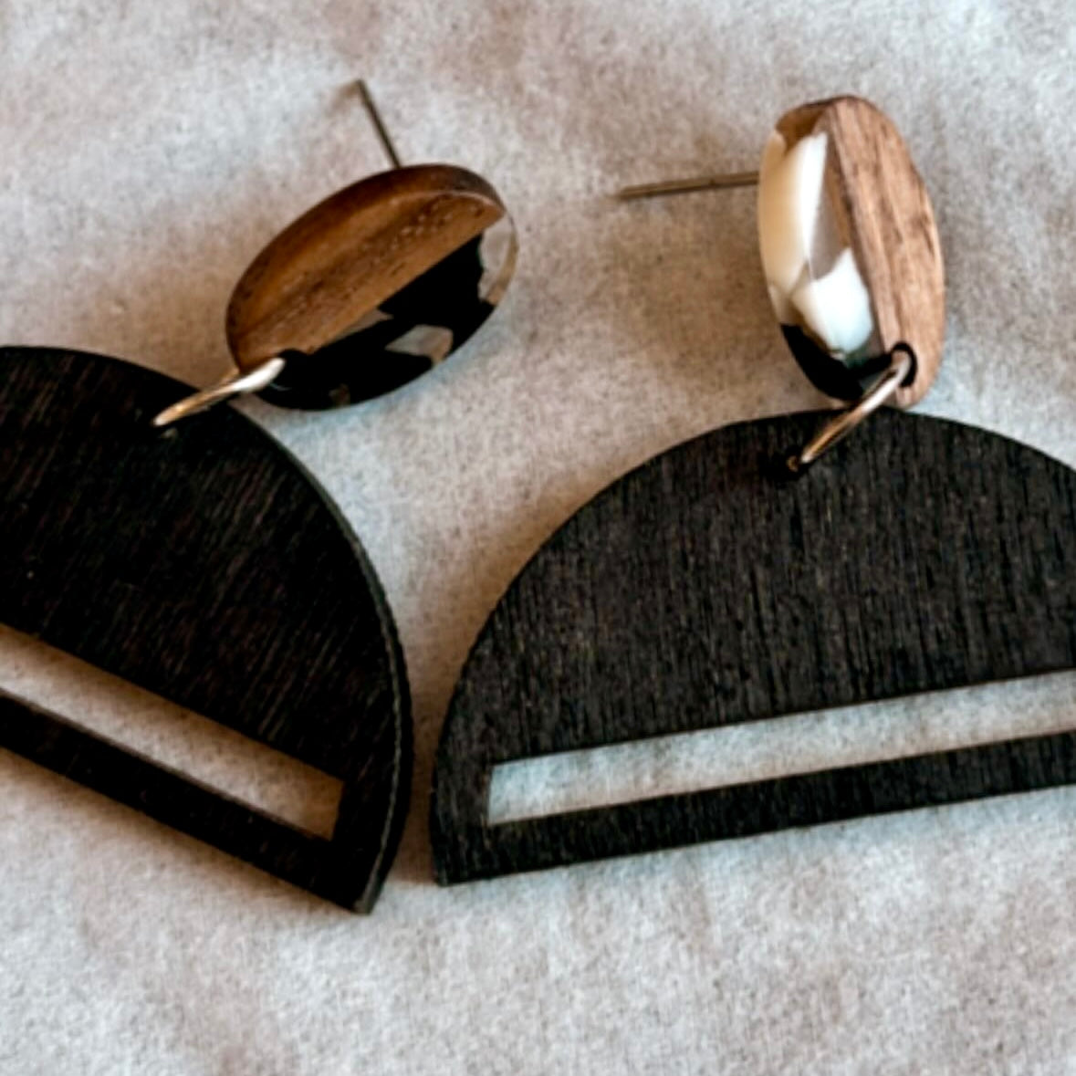 Eclipse Hand-Stained Wood Earrings