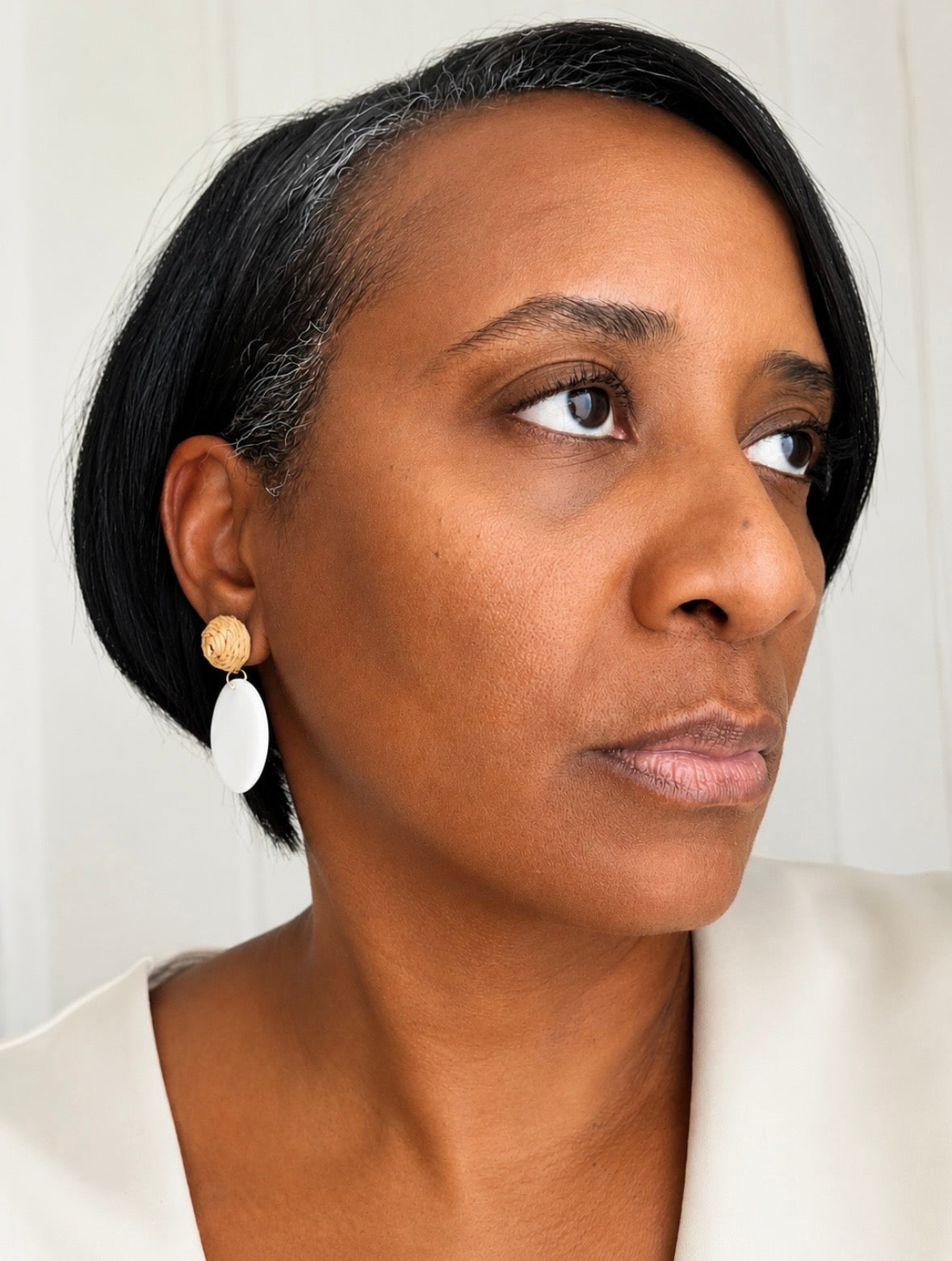 rattan knot & mother of pearl earrings