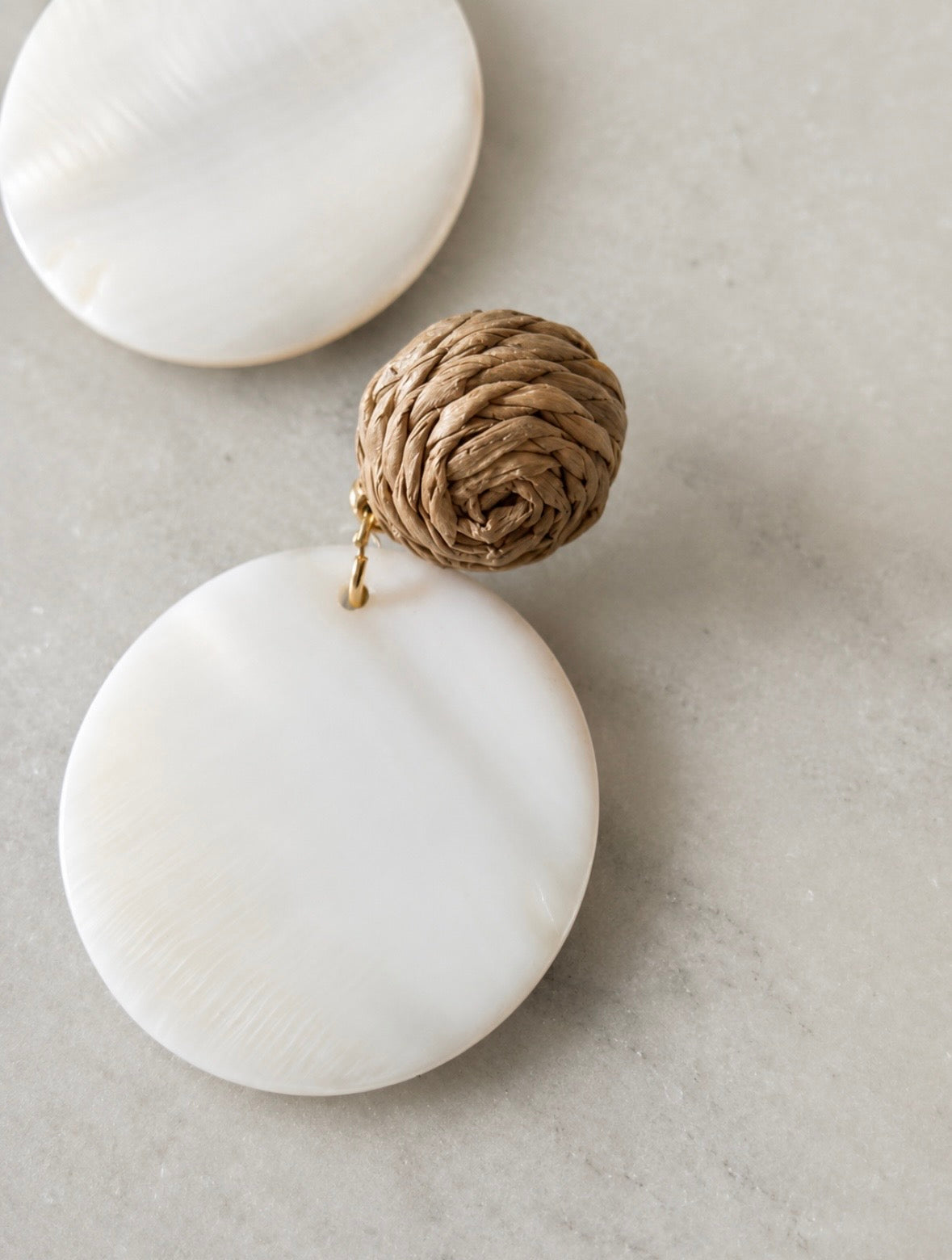 rattan knot & mother of pearl earrings