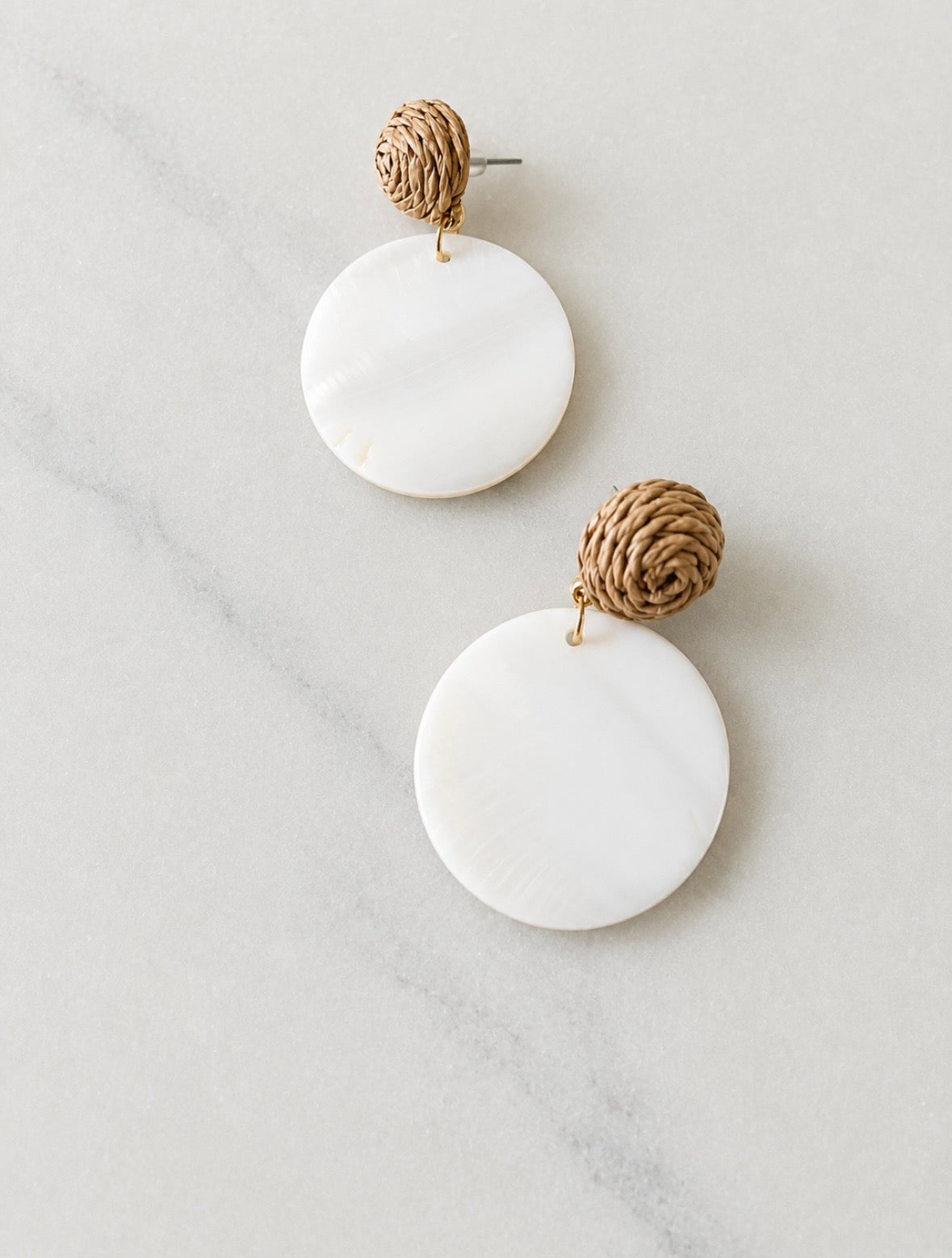 rattan knot & mother of pearl earrings